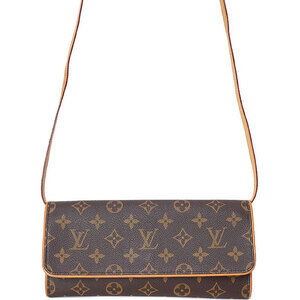 Louis Vuitton Monogram Leather Brown Pochette Twin Shoulder Bag